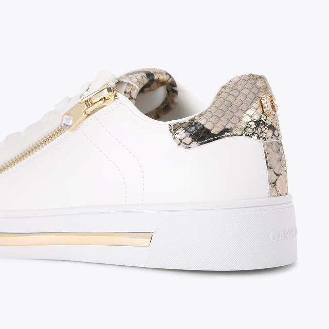 Carvela By Kurt Geiger DIAMOND ZIP White Snake Zip Up Trainer By CARVELA