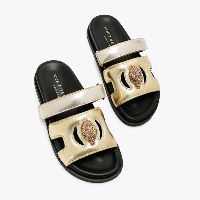 Carvela By Kurt Geiger EAGLE CUT OUT SANDAL Gold Slip On Sandal By KURT GEIGER LONDON