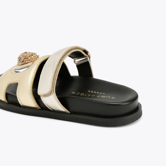 Carvela By Kurt Geiger EAGLE CUT OUT SANDAL Gold Slip On Sandal By KURT GEIGER LONDON