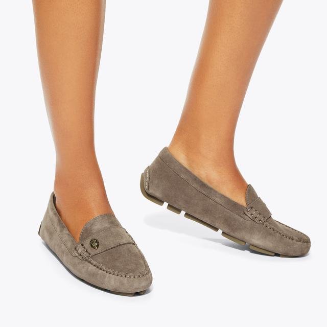Carvela By Kurt Geiger EAGLE DRIVER Taupe Suede Slip On Flats By KURT GEIGER LONDON