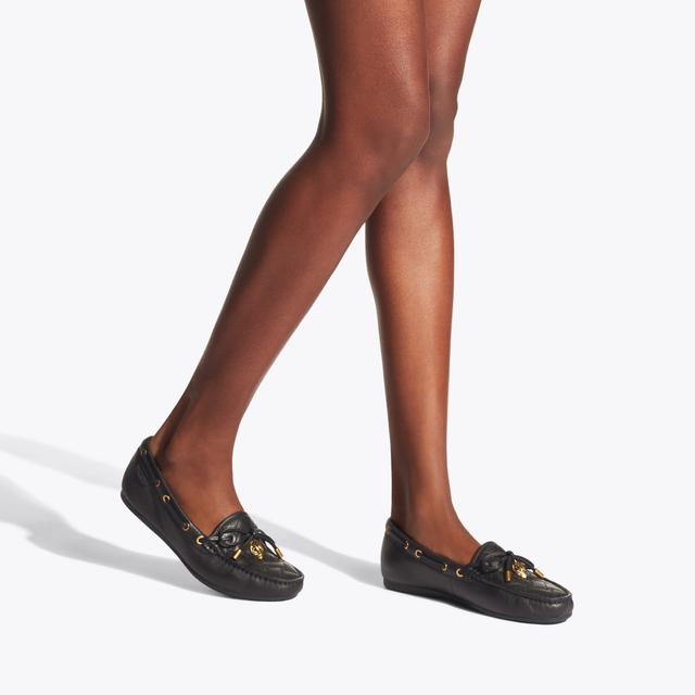 Carvela By Kurt Geiger EAGLE MOCCASIN Black Textured Leather Slip On Shoe By KURT GEIGER LONDON