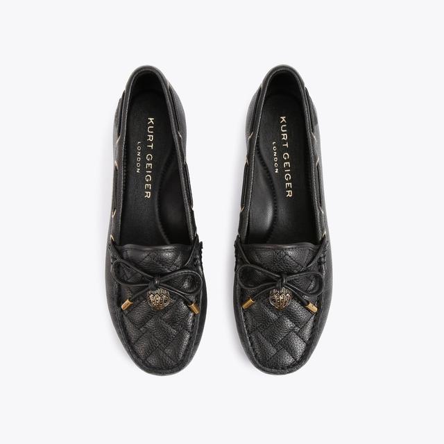 Carvela By Kurt Geiger EAGLE MOCCASIN Black Textured Leather Slip On Shoe By KURT GEIGER LONDON