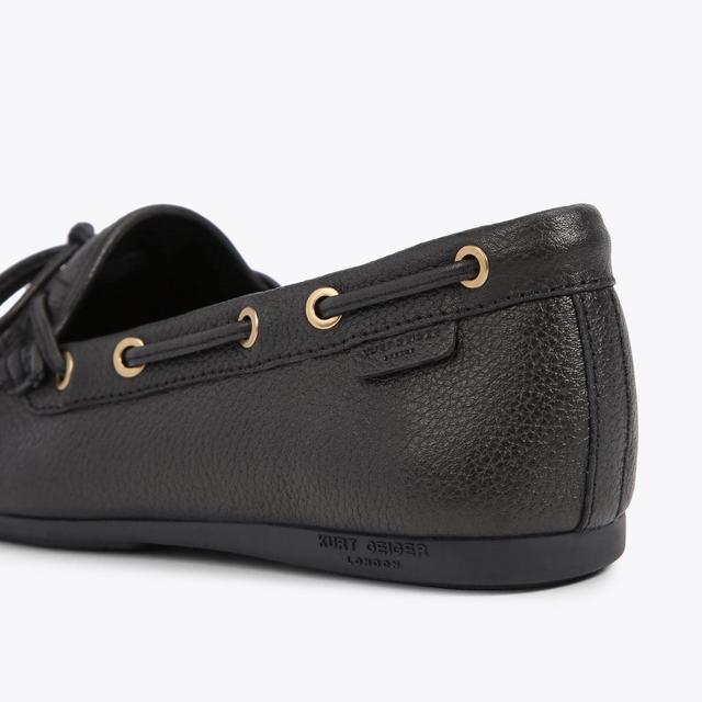 Carvela By Kurt Geiger EAGLE MOCCASIN Black Textured Leather Slip On Shoe By KURT GEIGER LONDON