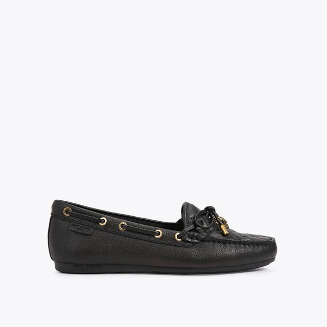 carvela by kurt geiger EAGLE MOCCASIN Black Textured Leather Slip On Shoe by KURT GEIGER LONDON
