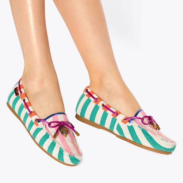 Carvela By Kurt Geiger EAGLE MOCCASIN Canvas Slip On Flat Shoe By KURT GEIGER LONDON