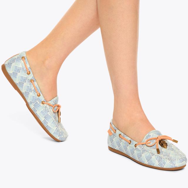 Carvela By Kurt Geiger EAGLE MOCCASIN Pebble Grain Blue Canvas Flats By KURT GEIGER LONDON