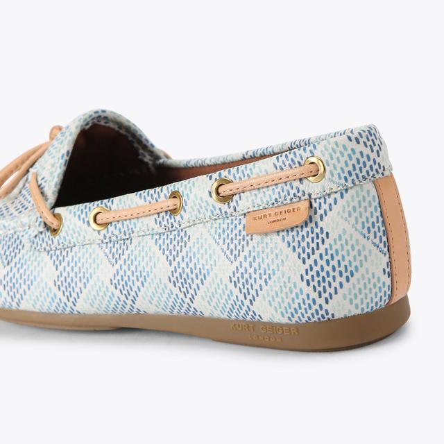 Carvela By Kurt Geiger EAGLE MOCCASIN Pebble Grain Blue Canvas Flats By KURT GEIGER LONDON
