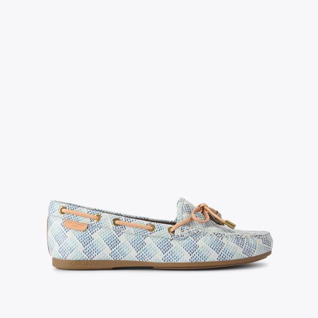 carvela by kurt geiger EAGLE MOCCASIN Pebble Grain Blue Canvas Flats by KURT GEIGER LONDON