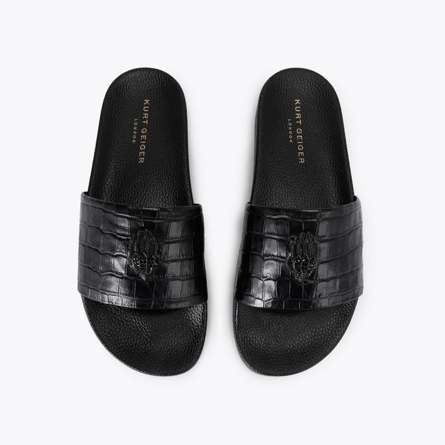 Carvela By Kurt Geiger EAGLE SLIDE Black Embossed Slip On Sandal By KURT GEIGER LONDON