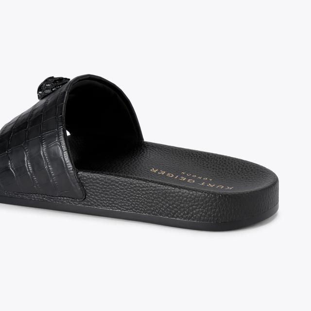 Carvela By Kurt Geiger EAGLE SLIDE Black Embossed Slip On Sandal By KURT GEIGER LONDON