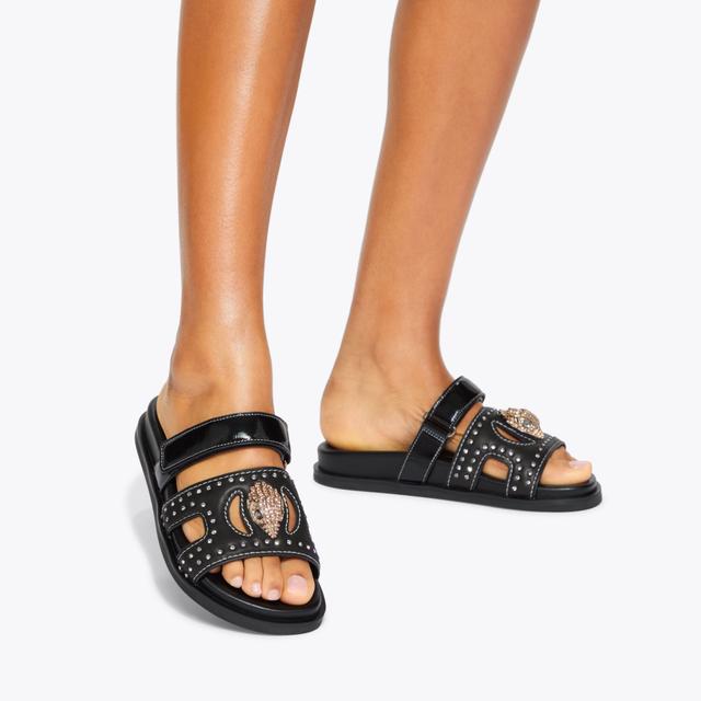 Carvela By Kurt Geiger EAGLE STUD CUT OUT SDL Black Leather Sandals By KURT GEIGER LONDON