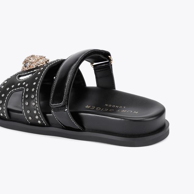 Carvela By Kurt Geiger EAGLE STUD CUT OUT SDL Black Leather Sandals By KURT GEIGER LONDON