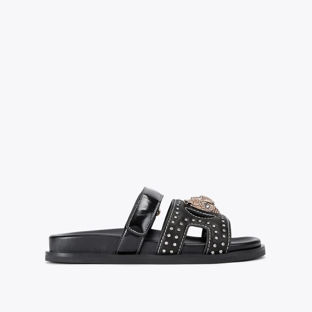 carvela by kurt geiger EAGLE STUD CUT OUT SDL Black Leather Sandals by KURT GEIGER LONDON
