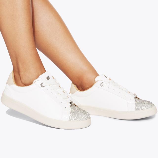 Carvela By Kurt Geiger ELIZA GEM White Crystal Lace Up Sneaker By KG KURT GEIGER