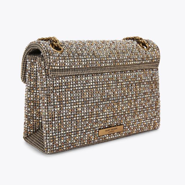 Carvela By Kurt Geiger FABRIC MD KENSINGTON Beige Crystal Houndstooth Shoulder Bag By KURT GEIGER LONDON
