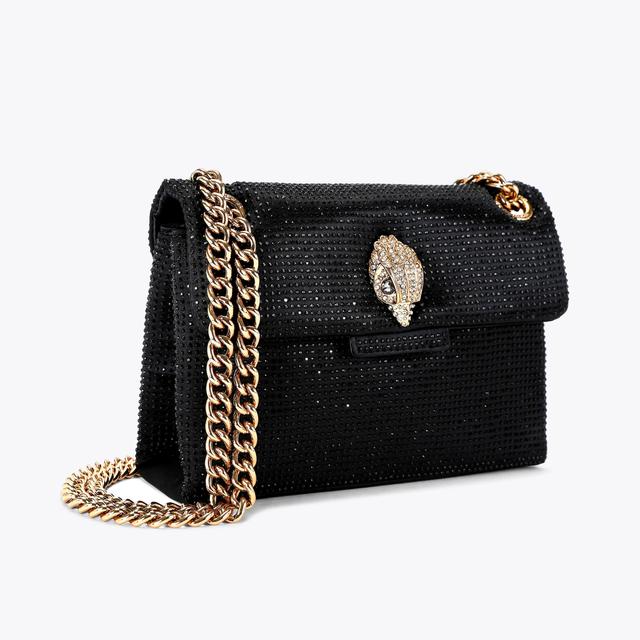 Carvela By Kurt Geiger FABRIC MINI KENSINGTON Black Crystal Cross Body Bag By KURT GEIGER LONDON