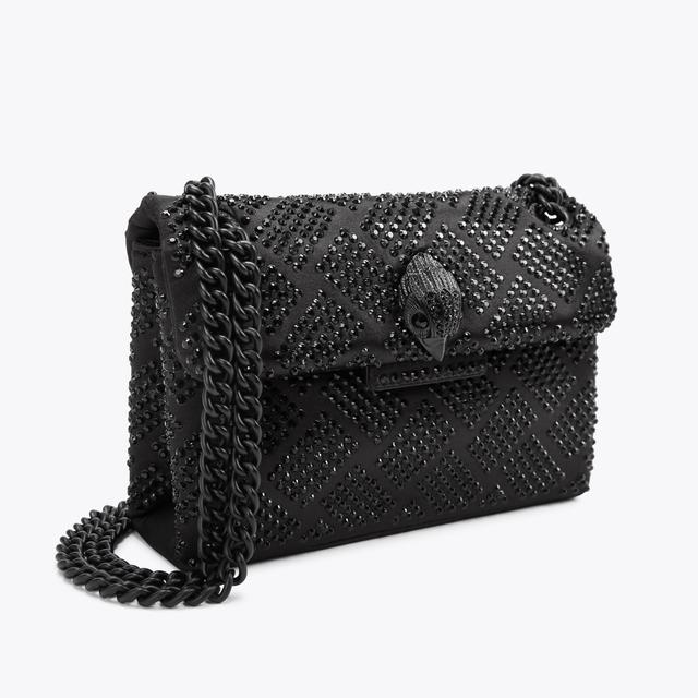Carvela By Kurt Geiger FABRIC MINI KENSINGTON Black Crystal Cross Body Fabric Bag By KURT GEIGER LONDON