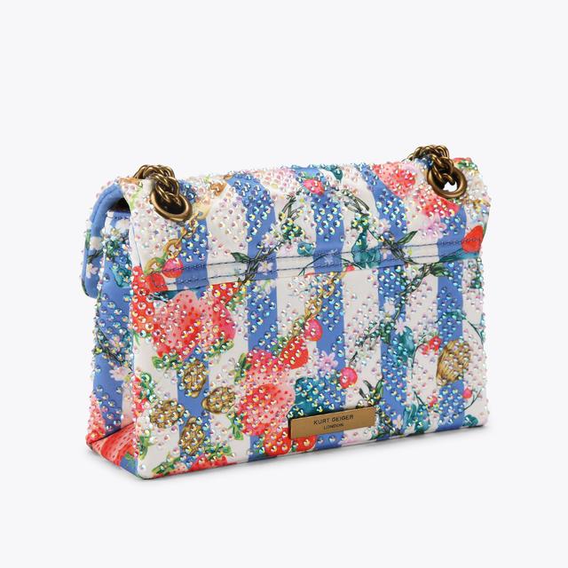 Carvela By Kurt Geiger FABRIC MINI KENSINGTON Blue Stripe Mini Bag By KURT GEIGER LONDON