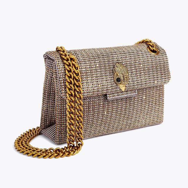 Carvela By Kurt Geiger FABRIC MINI KENSINGTON V Gold Jewel Cross Body Bag By KURT GEIGER LONDON