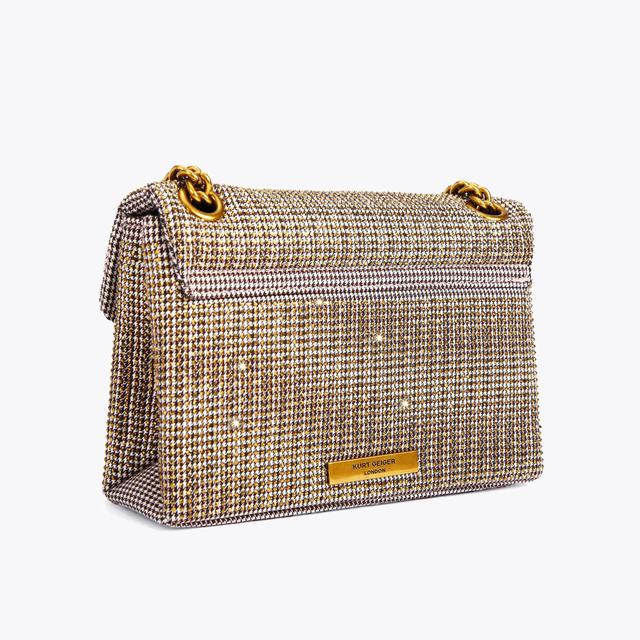 Carvela By Kurt Geiger FABRIC MINI KENSINGTON V Gold Jewel Cross Body Bag By KURT GEIGER LONDON