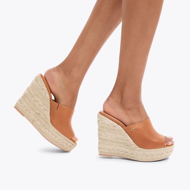 Carvela By Kurt Geiger FIORELLA WEDGE Tan Leather Wedge Heel By CARVELA COMFORT