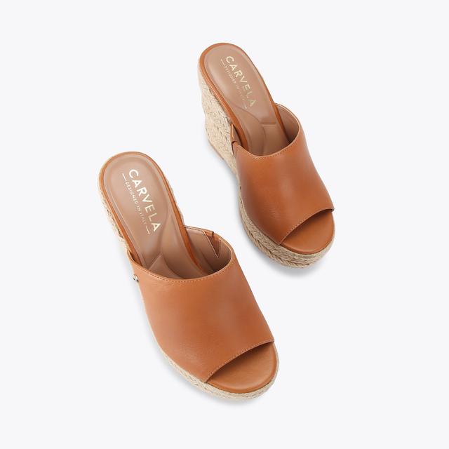 Carvela By Kurt Geiger FIORELLA WEDGE Tan Leather Wedge Heel By CARVELA COMFORT