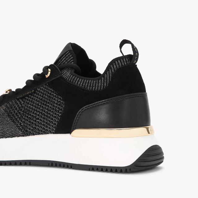 Carvela By Kurt Geiger FLARE KNIT Black Glitter Fabric Trainers By CARVELA