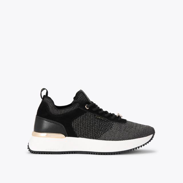carvela by kurt geiger FLARE KNIT Black Glitter Fabric Trainers by CARVELA