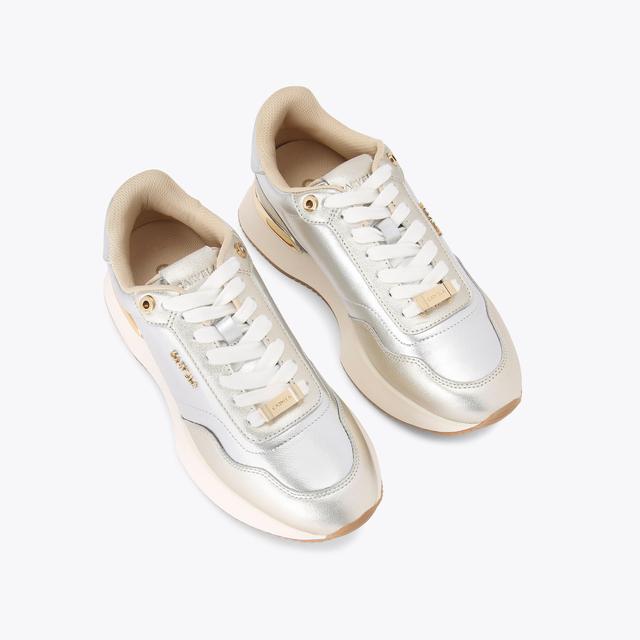 Carvela By Kurt Geiger FLARE Silver Lace Up Trainer By CARVELA