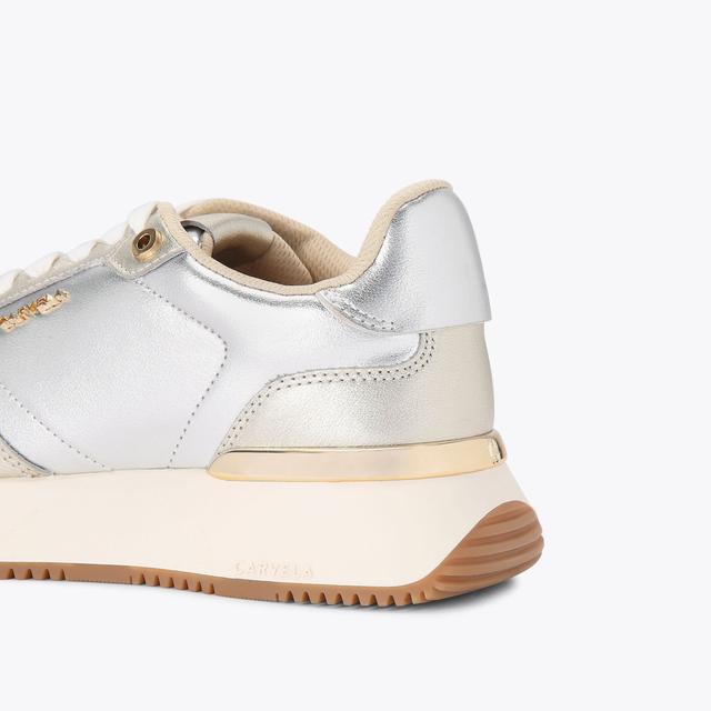 Carvela By Kurt Geiger FLARE Silver Lace Up Trainer By CARVELA