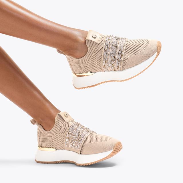 Carvela By Kurt Geiger FLARE SPARKLE Blush Slip On Trainer By CARVELA