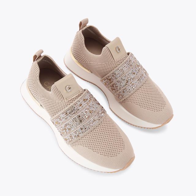 Carvela By Kurt Geiger FLARE SPARKLE Blush Slip On Trainer By CARVELA