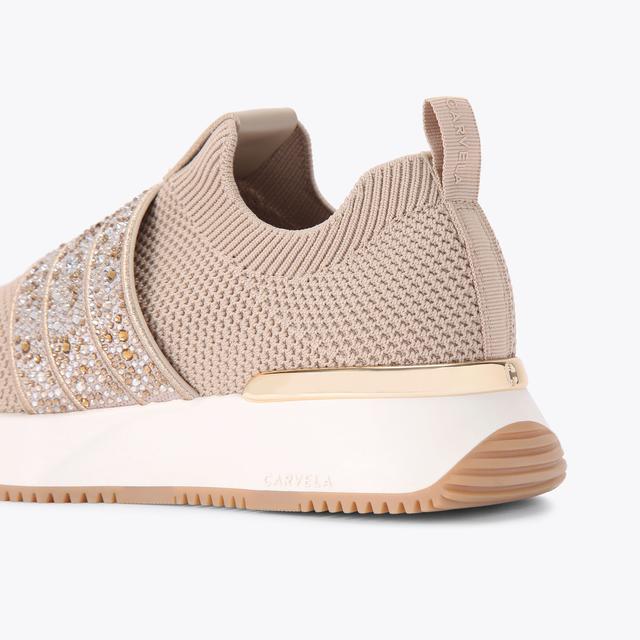 Carvela By Kurt Geiger FLARE SPARKLE Blush Slip On Trainer By CARVELA