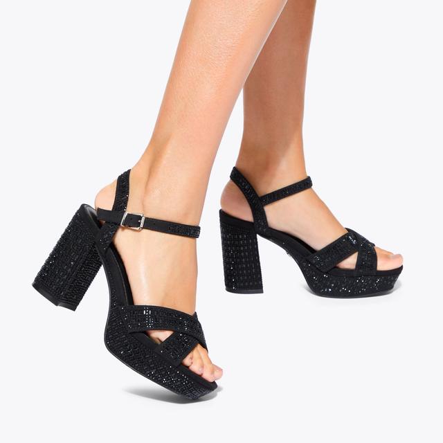 Carvela By Kurt Geiger FLEUR PLATFORM Black Fabric Heel By KG KURT GEIGER