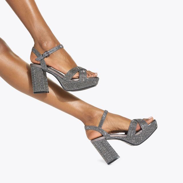 Carvela By Kurt Geiger FLEUR PLATFORM Gunmetal Metallic Platform Heel By KG KURT GEIGER