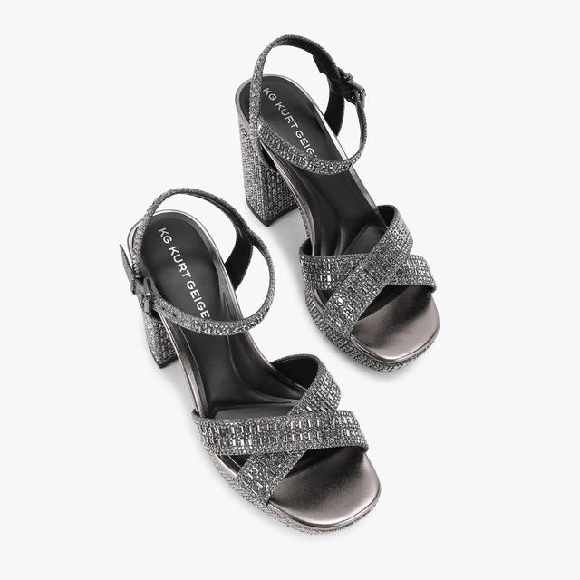 Carvela By Kurt Geiger FLEUR PLATFORM Gunmetal Metallic Platform Heel By KG KURT GEIGER