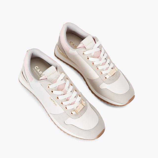 Carvela By Kurt Geiger FLORENCIA SNEAKER Bone Synthetic Lace Up Trainer By CARVELA