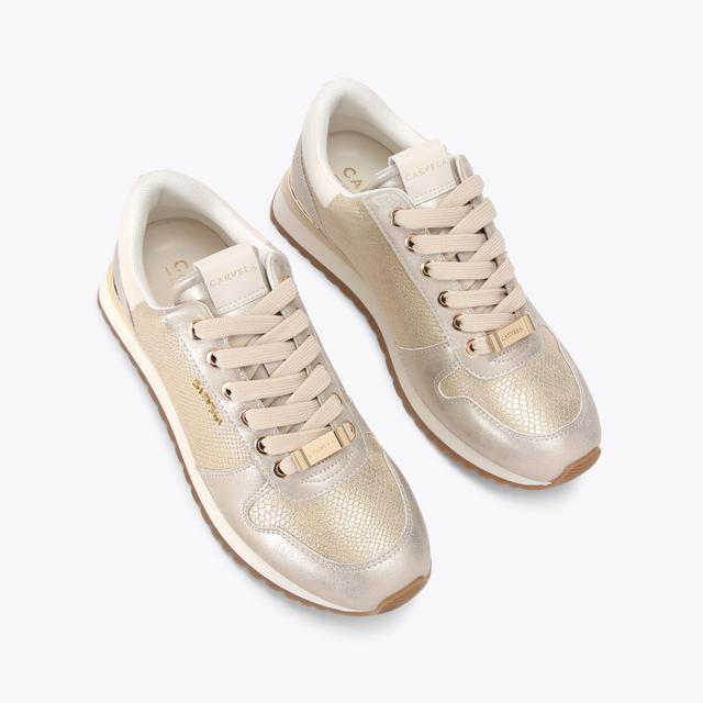 Carvela By Kurt Geiger FLORENCIA SNEAKER Gold Lizard Embossed Trainer By CARVELA