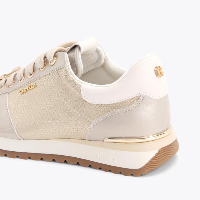 Carvela By Kurt Geiger FLORENCIA SNEAKER Gold Lizard Embossed Trainer By CARVELA