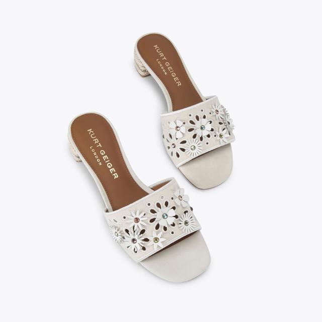 Carvela By Kurt Geiger FLOWER LOW SANDAL Bone Suede Slip On Sandal By KURT GEIGER LONDON