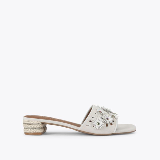 carvela by kurt geiger FLOWER LOW SANDAL Bone Suede Slip On Sandal by KURT GEIGER LONDON