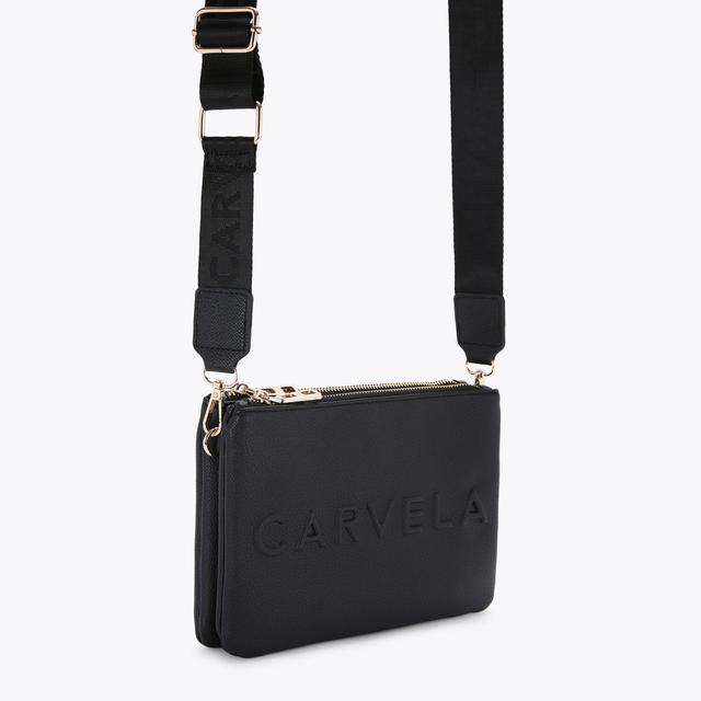 Carvela By Kurt Geiger FRAME DOUBLE POUCH Black Cross Body Bag By CARVELA