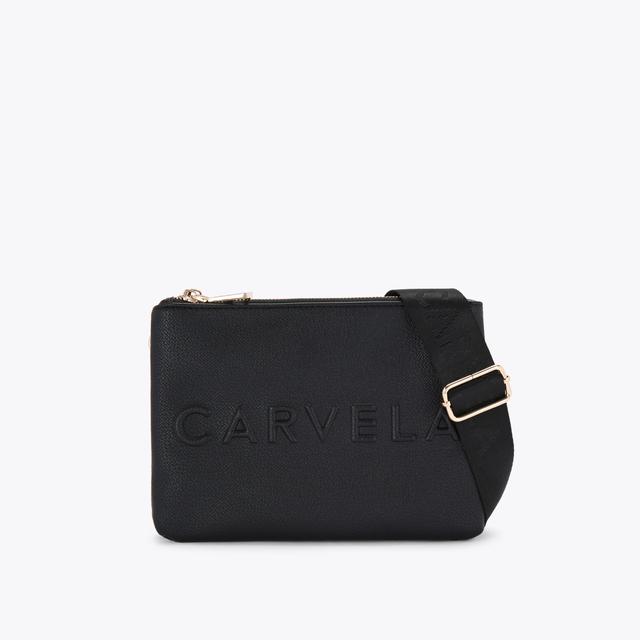 carvela by kurt geiger FRAME DOUBLE POUCH Black Cross Body Bag by CARVELA