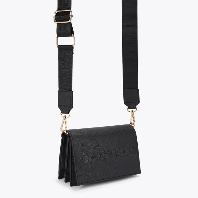 Carvela By Kurt Geiger FRAME WALLET X BODY Black Textured Cross Body Wallet By CARVELA