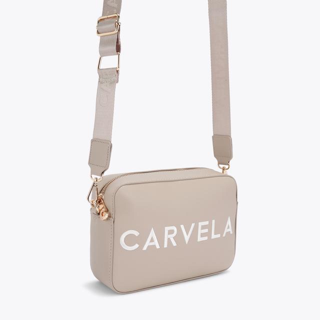 Carvela By Kurt Geiger FRAME X BODY Taupe Textured Cross Body Bag By CARVELA