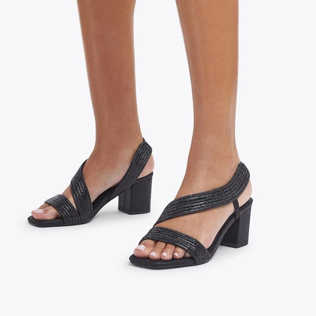 Carvela By Kurt Geiger GALA BLOCK JEWEL 60 Black Crystal Block Heel By CARVELA