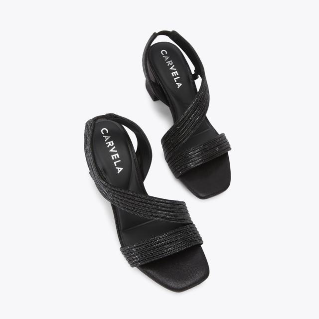 Carvela By Kurt Geiger GALA BLOCK JEWEL 60 Black Crystal Block Heel By CARVELA