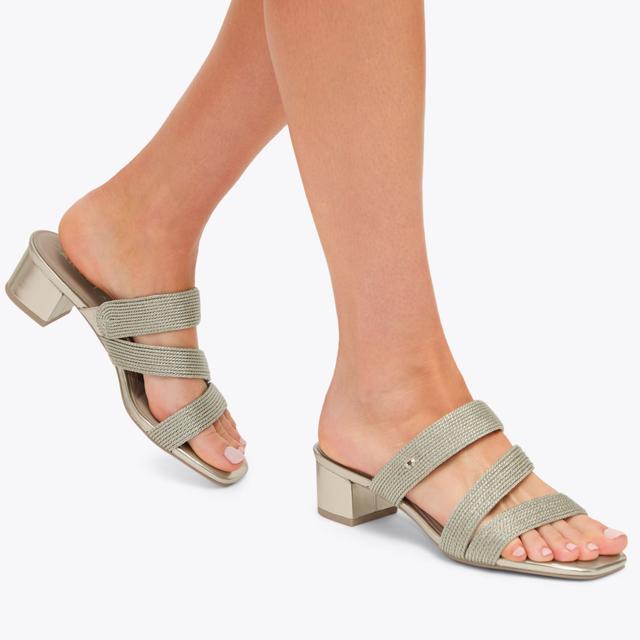 Carvela By Kurt Geiger GALA BLOCK MULE Gold Fabric Block Heel By CARVELA