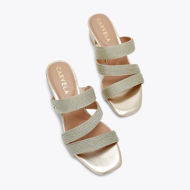 Carvela By Kurt Geiger GALA BLOCK MULE Gold Fabric Block Heel By CARVELA