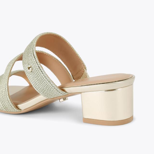 Carvela By Kurt Geiger GALA BLOCK MULE Gold Fabric Block Heel By CARVELA